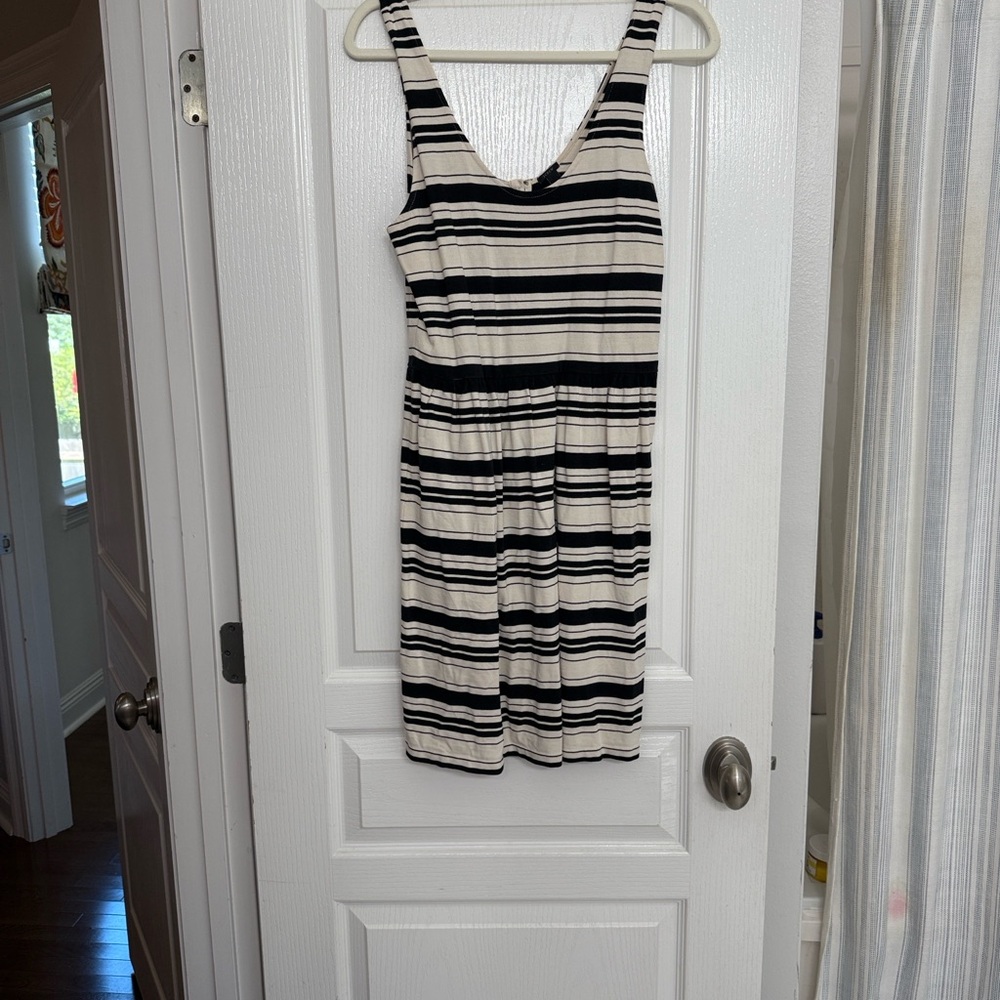 J. Crew Black and White Striped Mini Dress